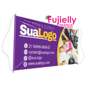 FAIXA BANNER 40X120 Lona 220G 40X120 4x0 Brilho Madeira e cordinha 