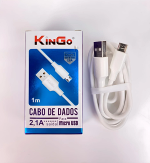 Cabo KinGo Micro USB V8 1M Branco   Branco   