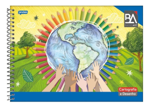 Caderno De Desenho Espiral Capa Dura Basic Art 96fls Jandaia Papel Offset 63g/m 275x200mm    