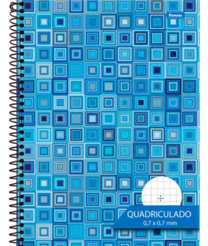 Caderno Quadriculado 10x10 80 Folhas Capa Dura Foroni Cor Azul Papel Offset 56 g/m 200x275mm    