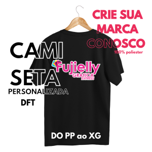 Camiseta Preta 100% poliester DTF Tecido Poliester Estampa Colorida A4  DTF  