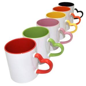 Caneca alças de coração 325 ml Porcelana Termosensível 96x220mm  Sublimação  