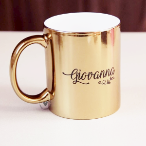 Caneca com Espelhado 325 ml Porcelana Termosensível 96x220mm  Sublimação  