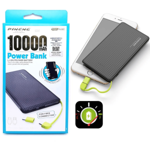 Carregador Portátil 10.000 Mah Pineng Power Bank Slim  887  10.000 Mah PLASTICO PREMION
