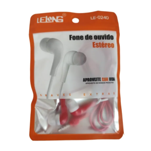 LELONG LE -0242 FONE DE OUVIDDO ESTÉREO  LE 0242  FONE DE OUVIDO COM FIOS ESTERRIO DE ALTA QUALIDADE PLASTICO PREMION