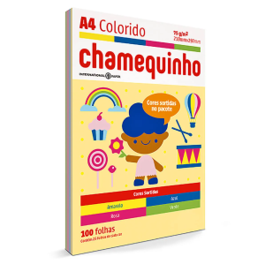Papel Sulfite A4 Pct 100 fls Amarelo Chamequinho  A4    