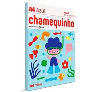 Papel Sulfite A4 Pct 100 fls Azul Chamequinho  A4    
