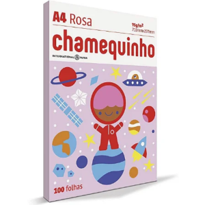 Papel Sulfite A4 Pct 100 fls Rosa Chamequinho  A4    