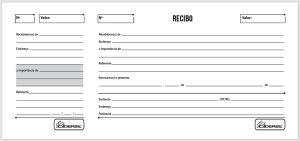 Recibo Comercial com Canhoto 50 folhas Papel 56 g/m     