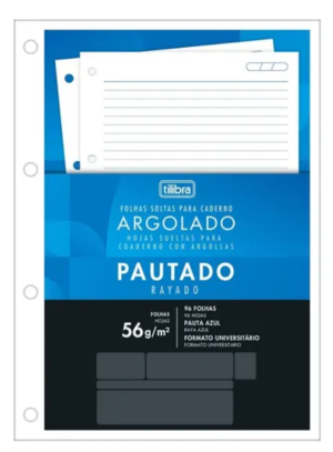 Refil Fichário Universitário Tilibra Pautado 80 Folhas Papel 56 g/m 200x275mm    
