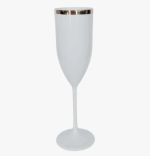 Taça de Champanhe com Borda Dourada Plástico Leitoso  1 Cor   